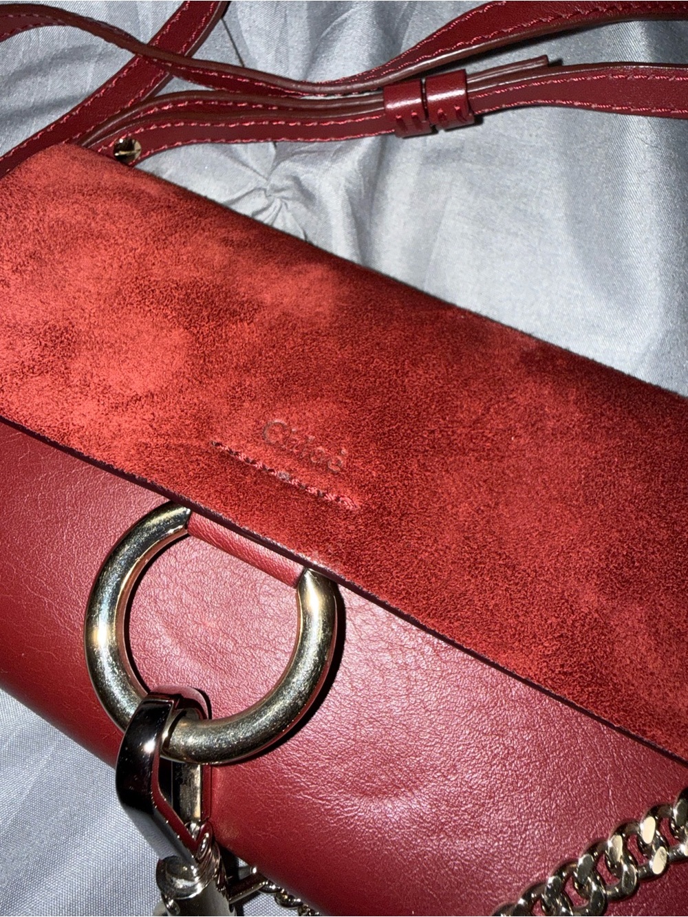 Chloé Small Crossbody Bag in Burgundy and Rust - Picture 2 of 6